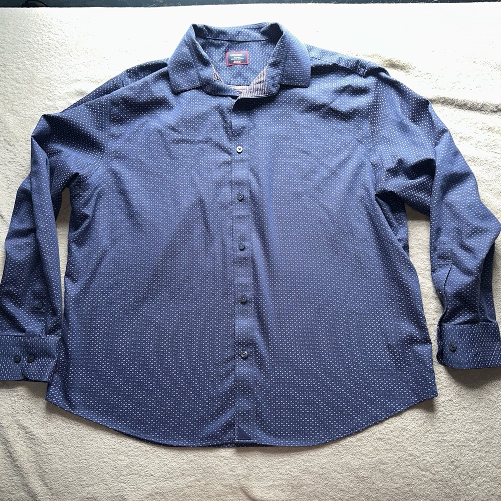 UNTUCKit Rigby Mens XL Wrinkle Free Cotton Long Sleeve Button Down Shirt Navy - Picture 3 of 12